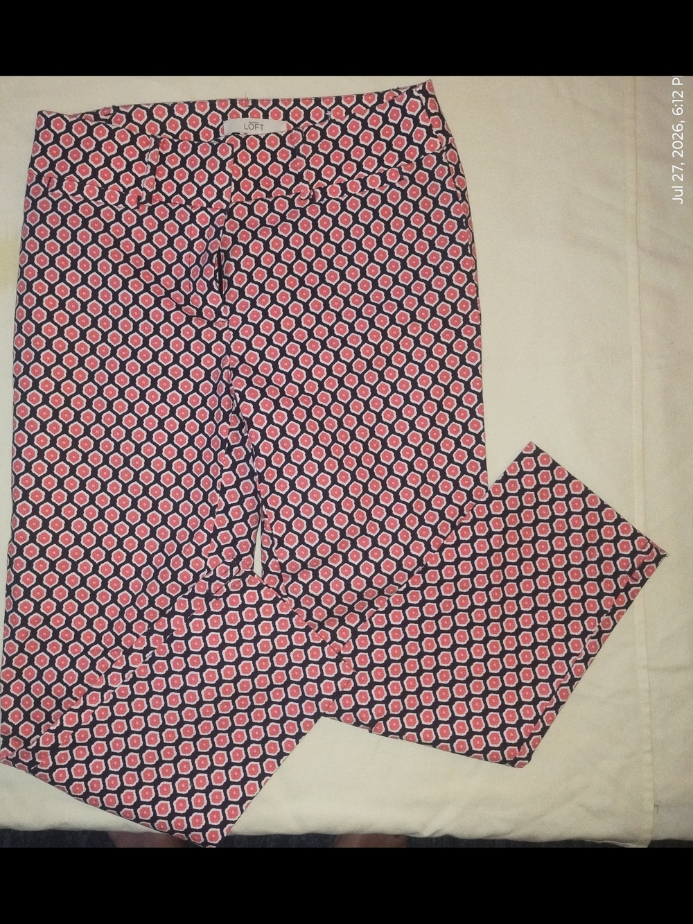 LOFT Riviera Pants Julie Size 2 Geometric Cropped Pants